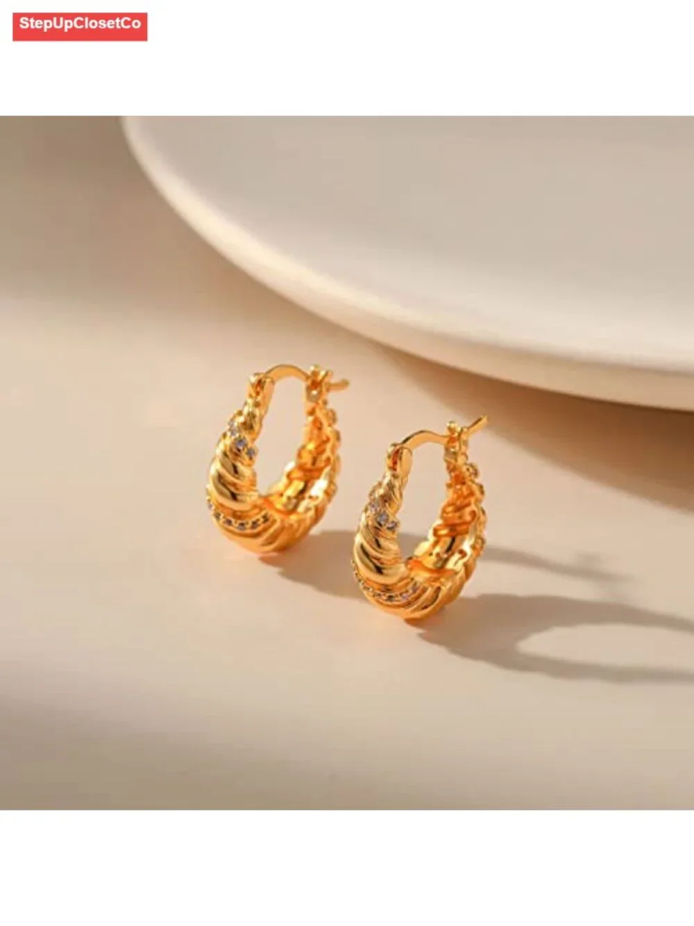 Chunky Gold Hoop Earrings - 18K Plated, Lightweight Hypoallergenic Earrings